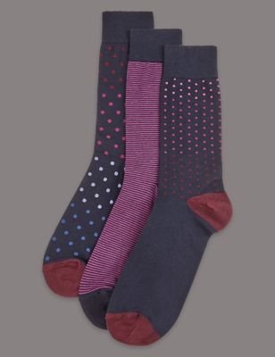 3 Pairs of Assorted Socks with Modal